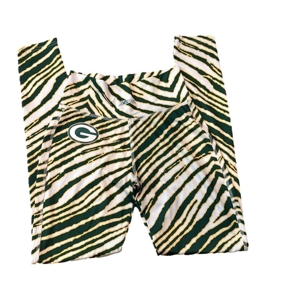 Green Bay Packers Women's Zebra Print Leggings - Picture 1 of 4